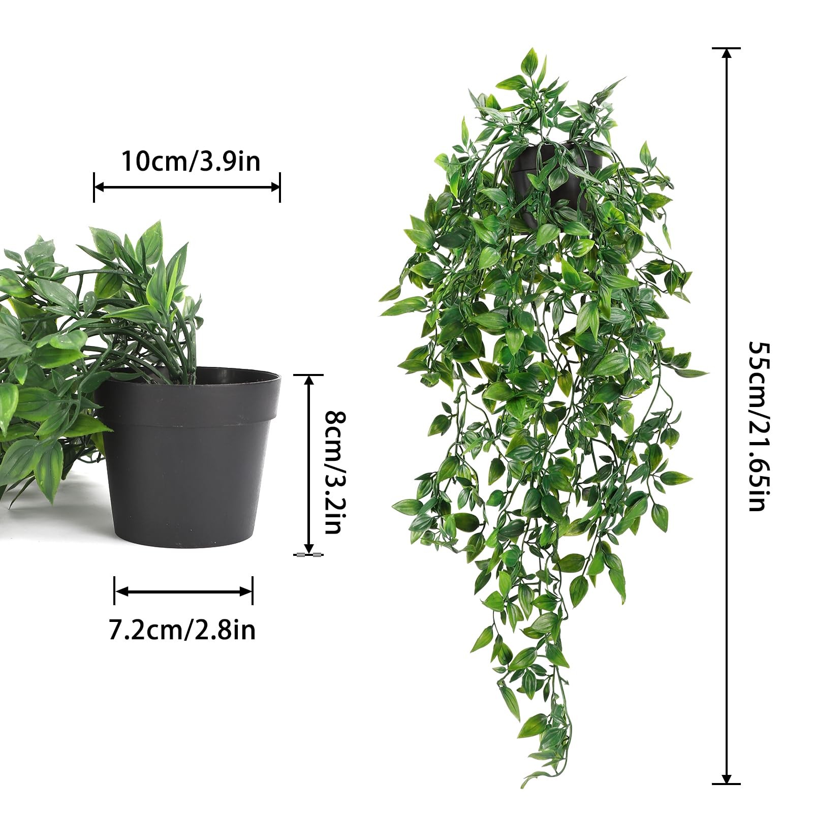 Whonline 2pcs Fake Hanging Plants, Artificial Potted Plants for Indoor Outdoo…