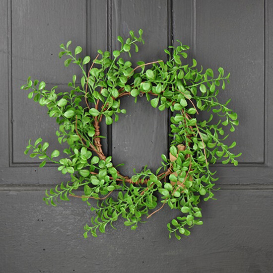 Evergreen Boxwood Candle Ring / Wreath 6.5″ Inner Diameter / 12″ Outer Diameter