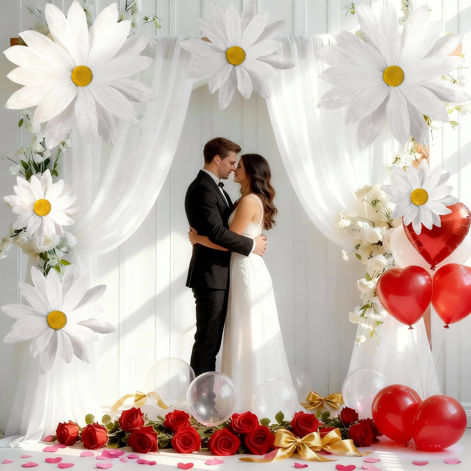 3 Pcs Giant Artificial Daisy Flowers Decoration 12 16 20 Inch Wedding Decor