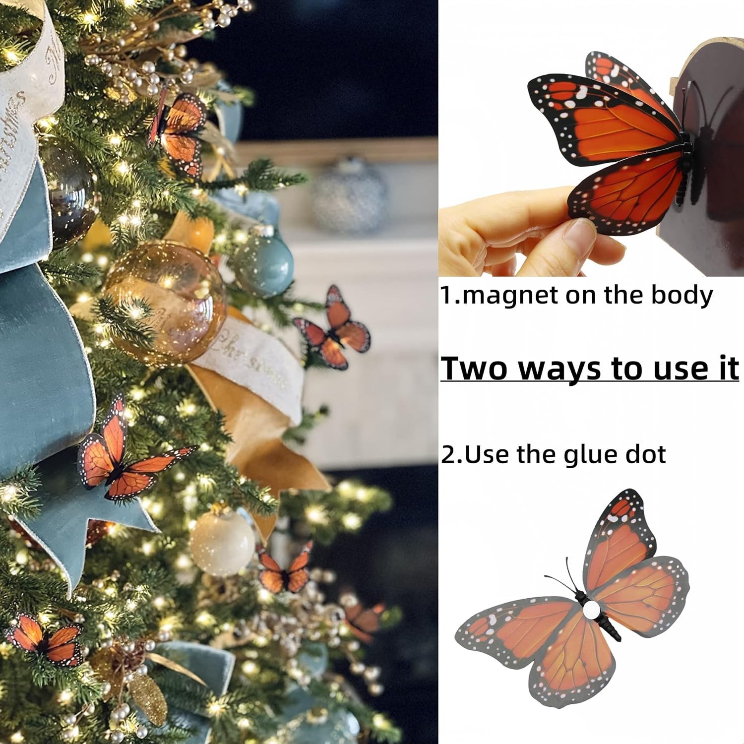“50 Pcs Monarch Butterfly Decor Artificial Butterflies for Bouquets Crafts “