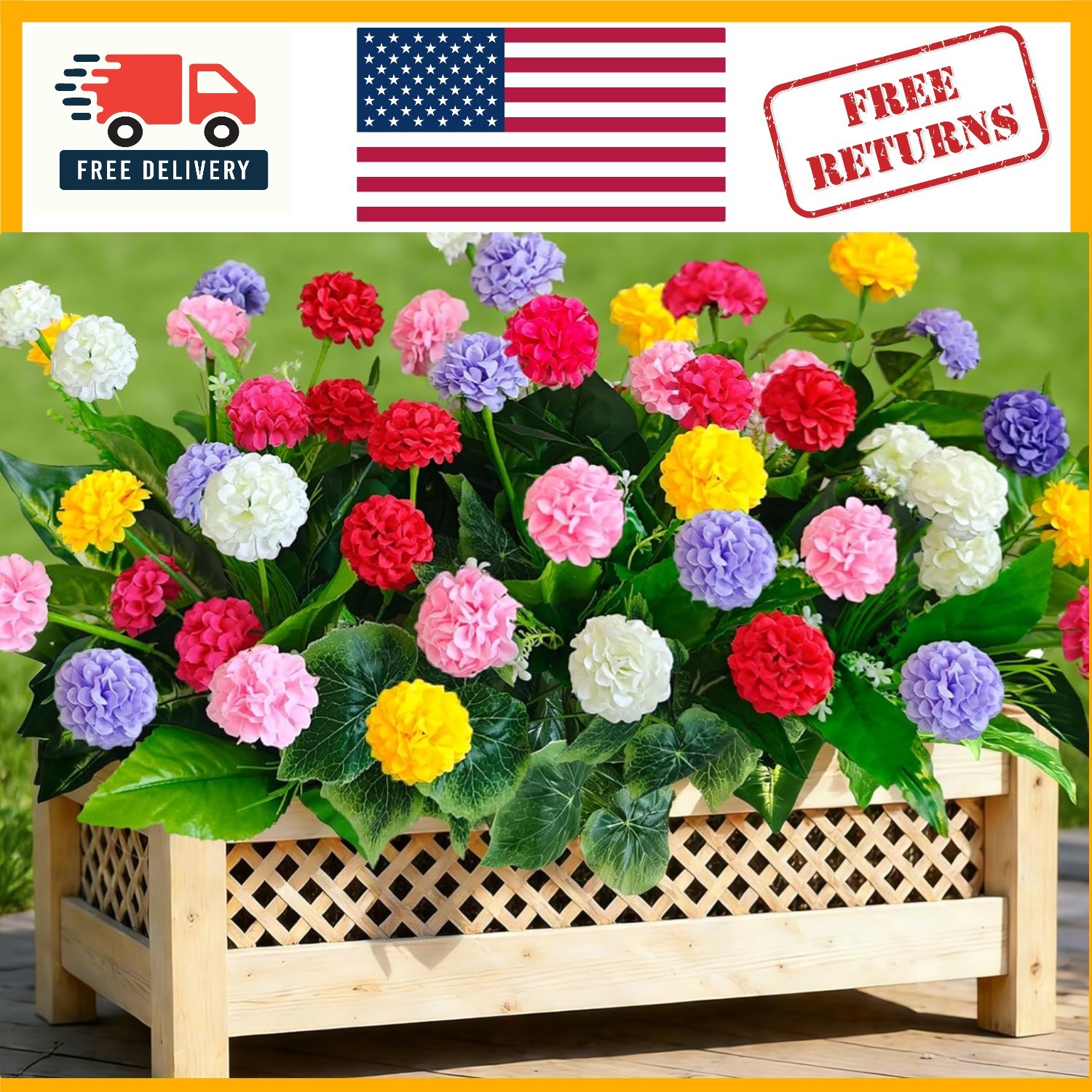 10Pcs UV Resistant Colorful Artificial Mums Flowers for Outdoor & Indoor Decor