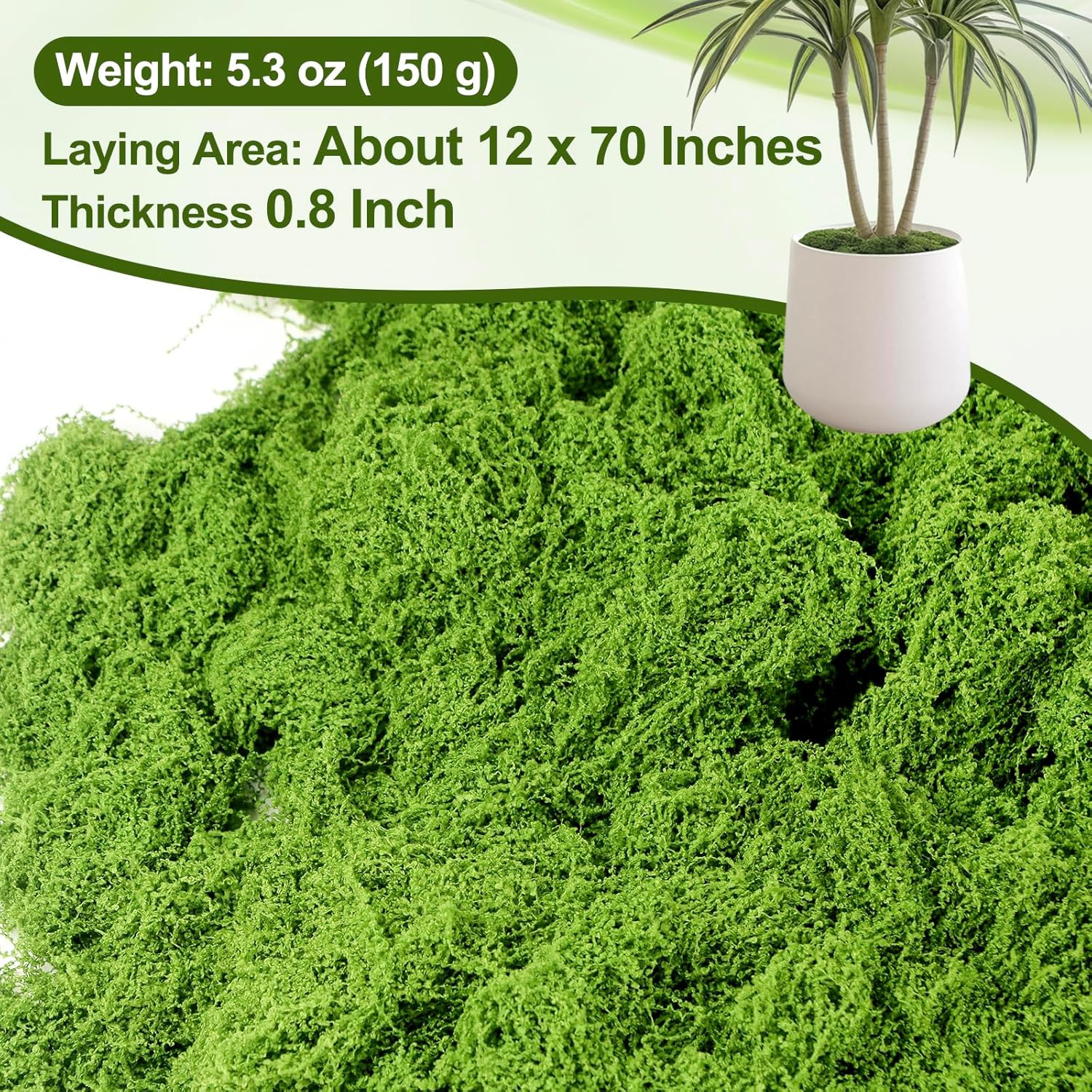 5.3OZ Fake Green Moss for Plants Indoor, Artificial Moss for Crafts, DIY Floral