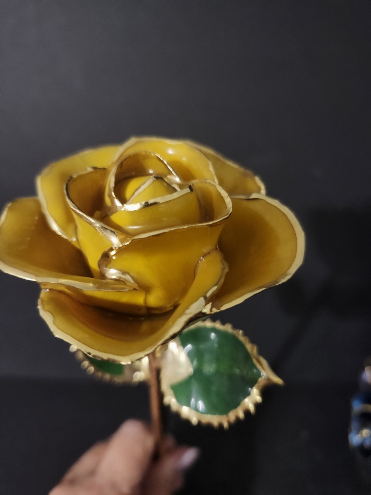 Vintage Real Yellow Rose 24K Gold Dipped Rose Preserved Flower