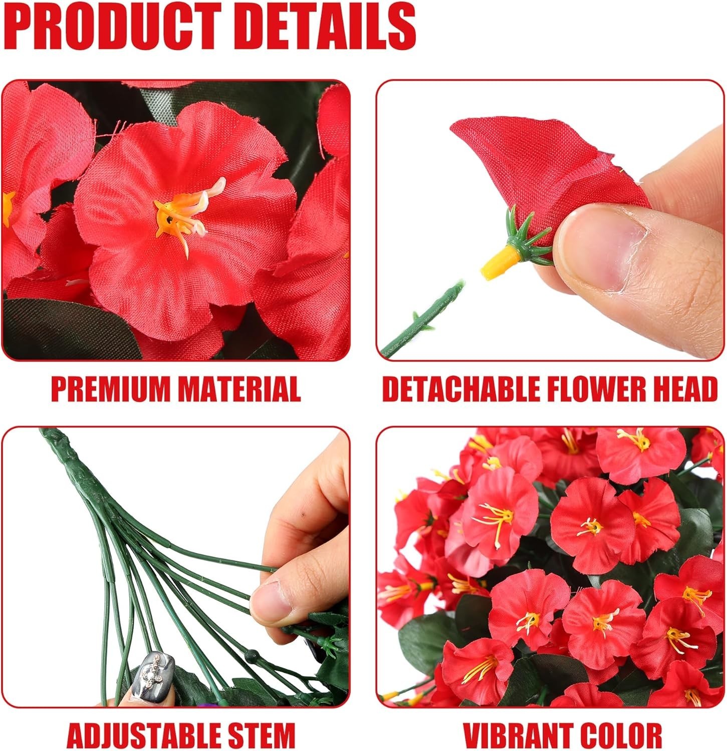 UV Resistant Realistic Hanging Flowers – 2PCS Silk Vines for Patios & Balconies