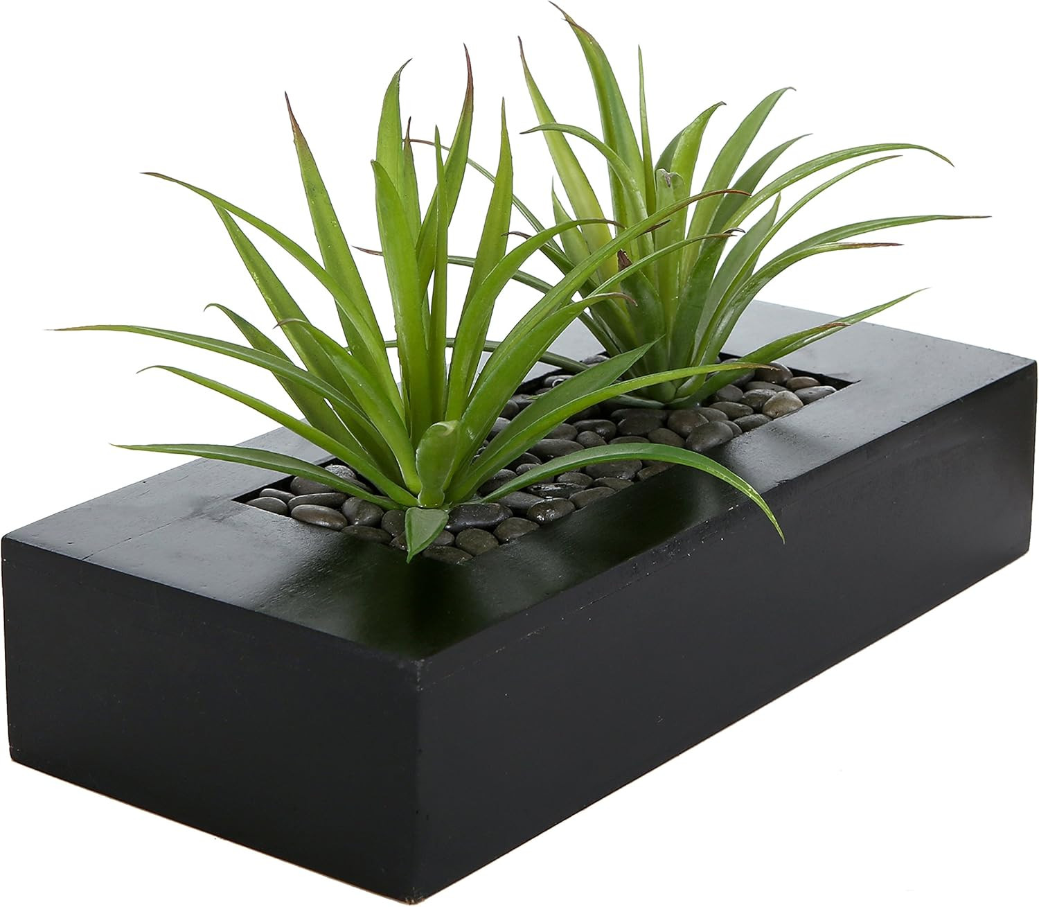10 Inch Fake Grass Artificial Plants in Rectangular Black Wood Planter – Faux Pl