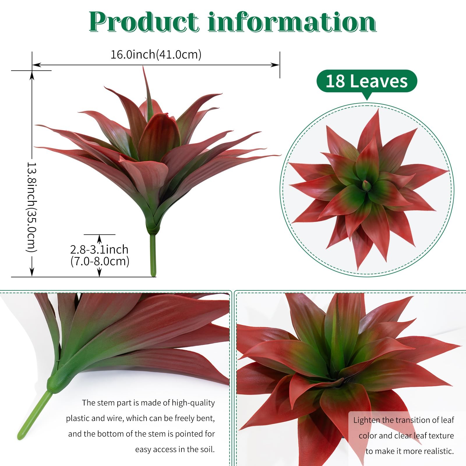 2 Pack 16 Inch Artificial Agave Plant – Large Faux Succulent Steams for Indoo…