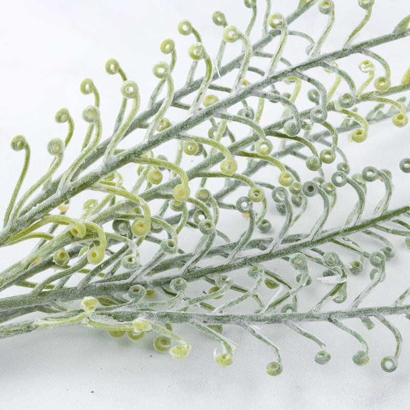 Set of 6 Flocked Artificial Mixed Green Spiral Fern 15″ Floral Stems
