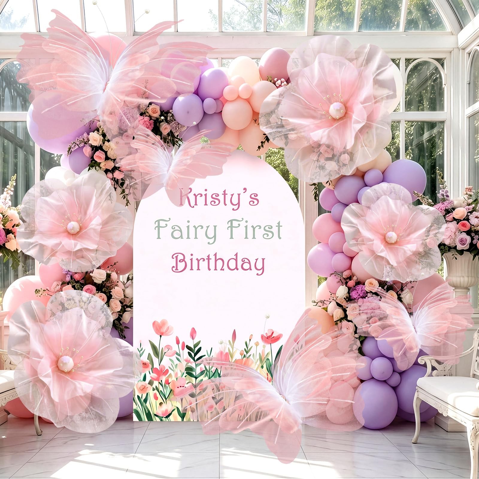 8 Pcs Large Butterfly Flower Decorations 20 Inch 12 Inch 3D Giant Silk Butter…