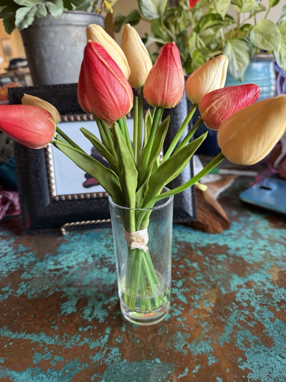 11” Vibrant Artificial 13-piece real look and feel Tulip Arrangement