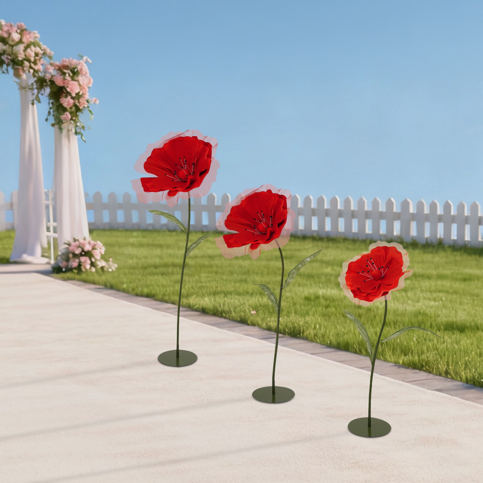 3 Pcs Artificial Flowers Giant Wedding Aisle Decor With Stand Store Display