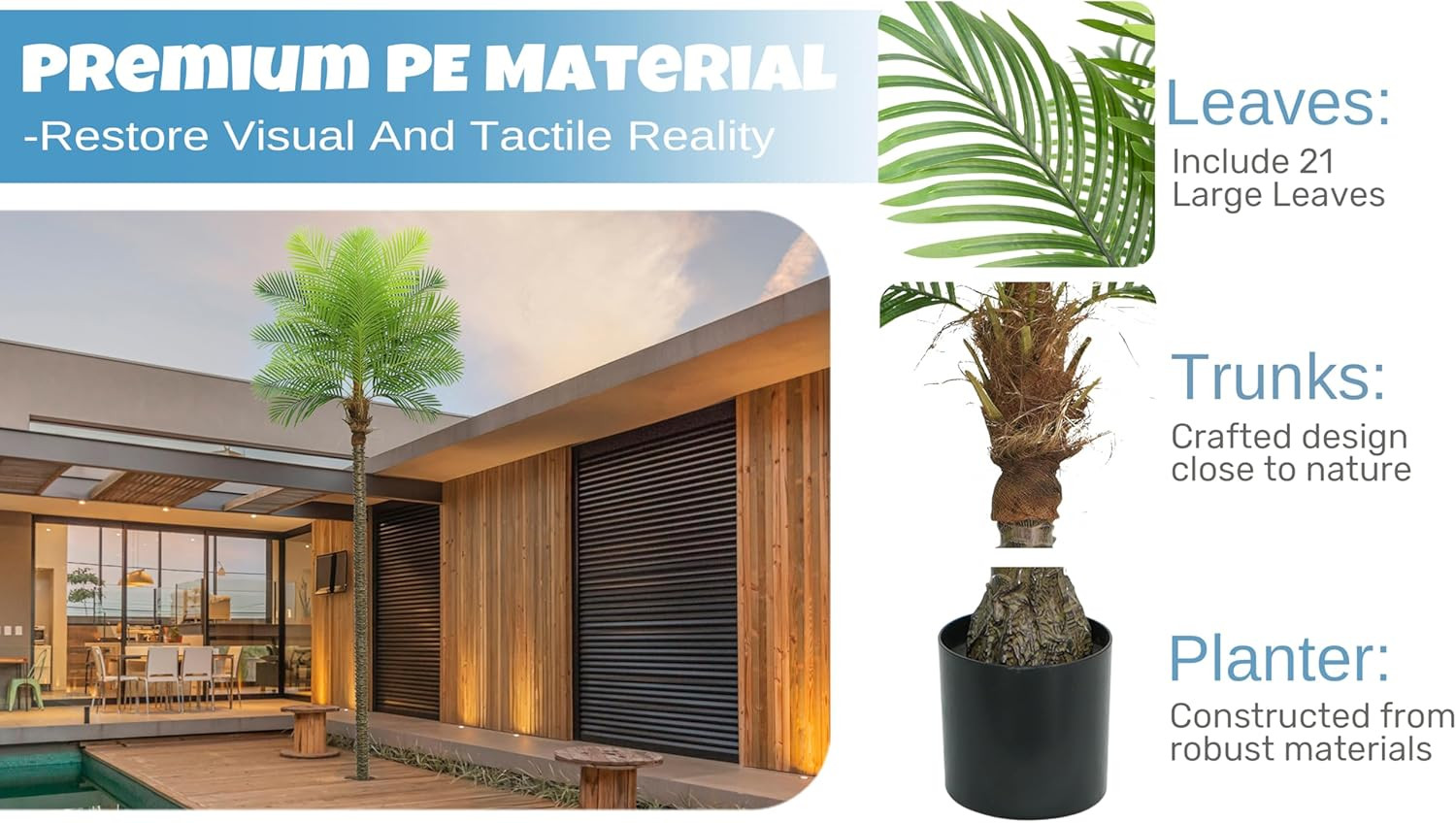 11.5FT Artificial Phoenix Palm Tree with 21 Leaves for Indoor/Outdoor Decor
