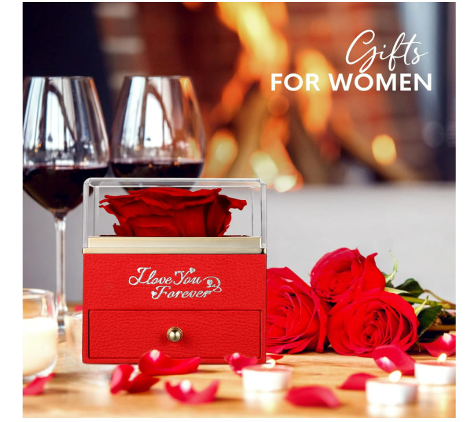 Valentines Day Gifts for Her, Preserved Real Red Rose, Forever Flowers Rose Gift