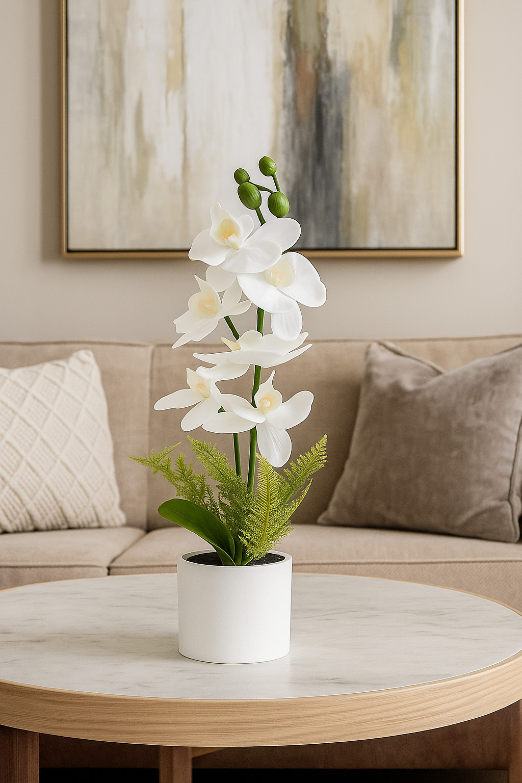 Artificial Flowers Potted Silk Orchid Faux Potted Flower Fake Phalaenopsis Decor