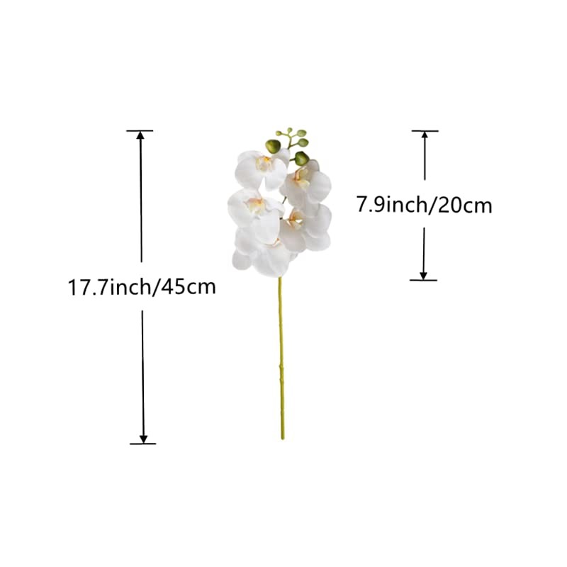 Artificial Flowers Real Touch Latex Phalaenopsis 17.7inch Orchid Stem Bouquets