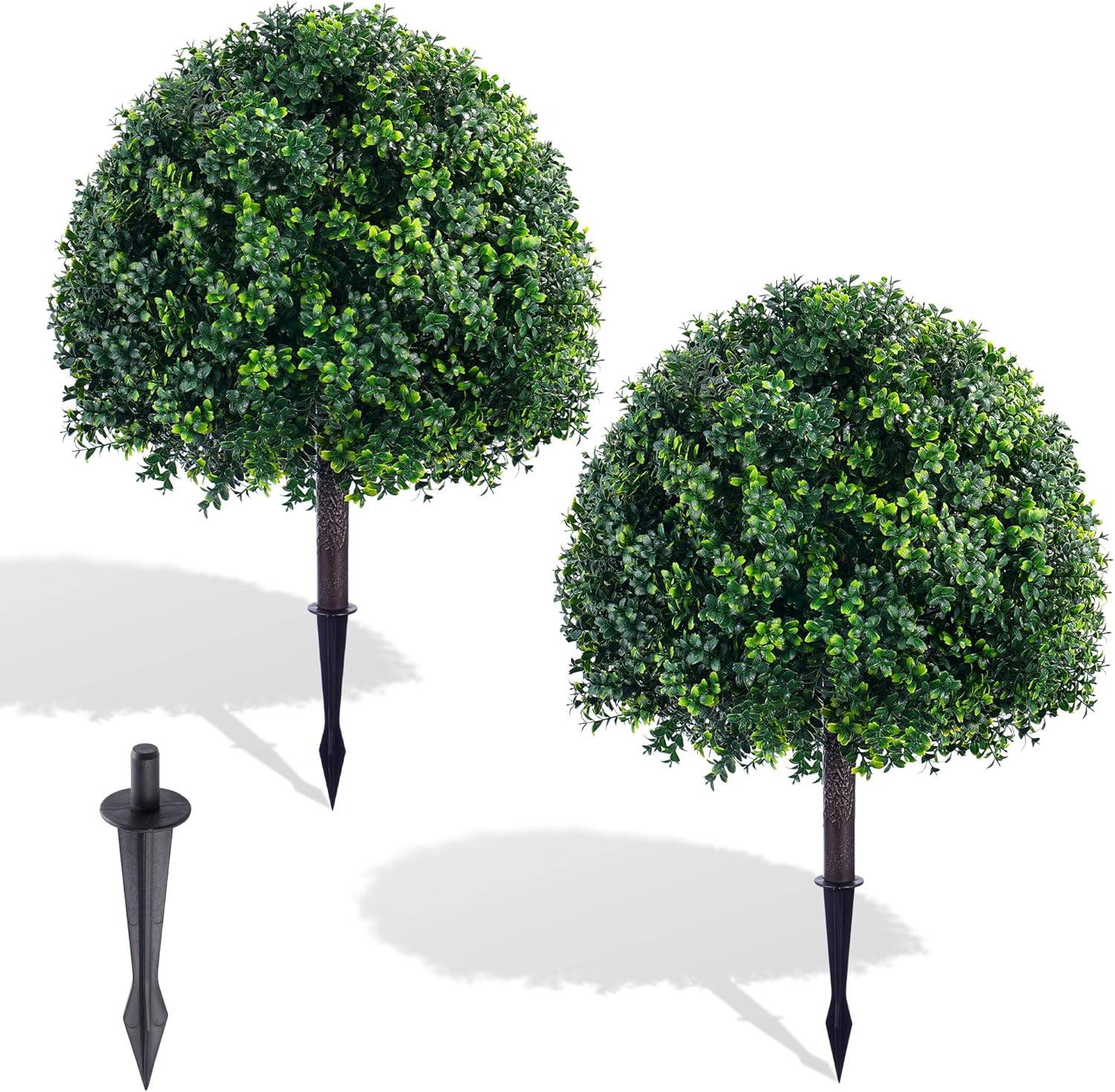 24.8 Inch Faux Boxwood Topiary Trees 2 Sets Artificial Round Bush Balls