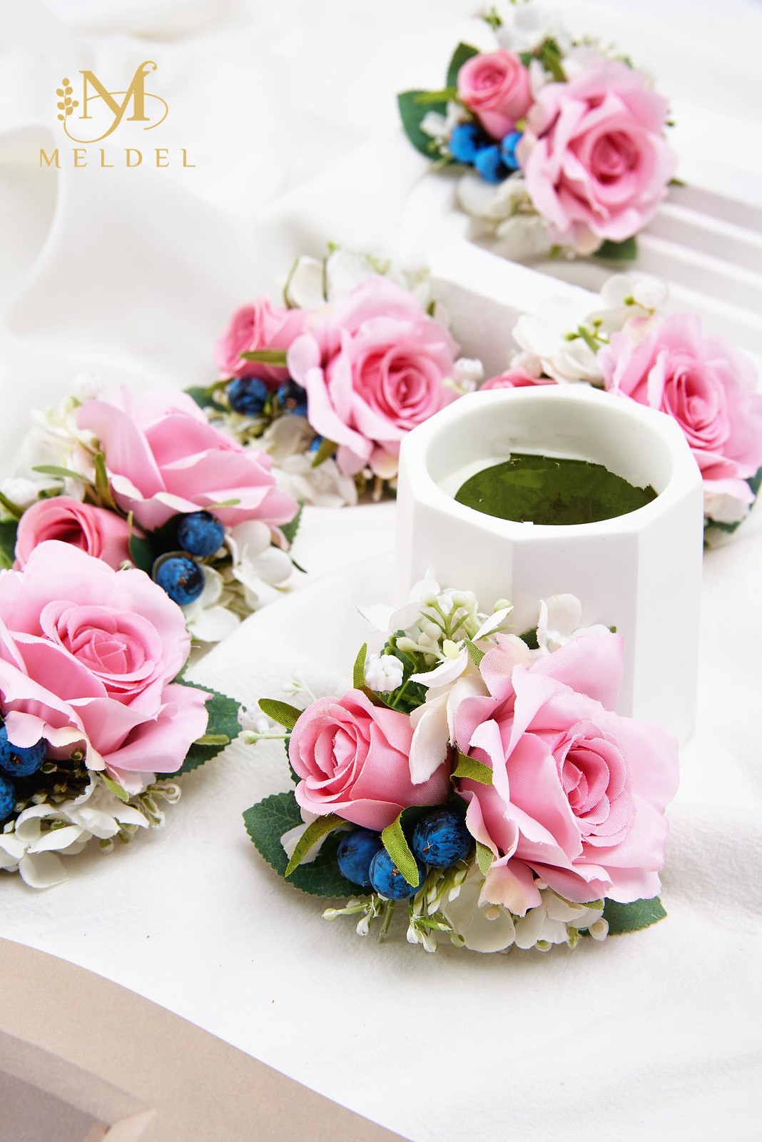 Pink Pocket Boutonniere Men Wedding Prom Corsages Flower Party 6 PCS