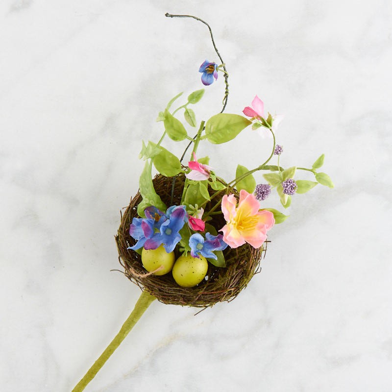 Factory Direct Craft Artificial Spring Blooma nd Birds Nest Picks | 2 Picks