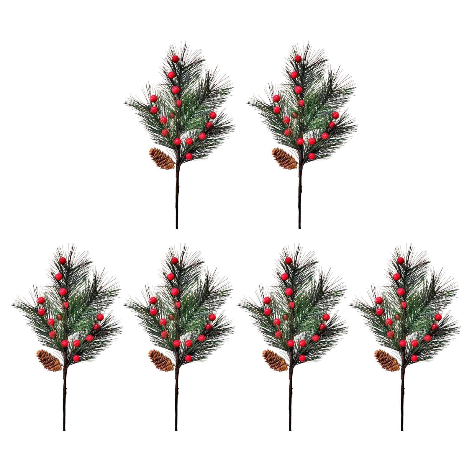 6x Artificial Floral Picks 16 inch Lifelike Artificial Red Berry Branches