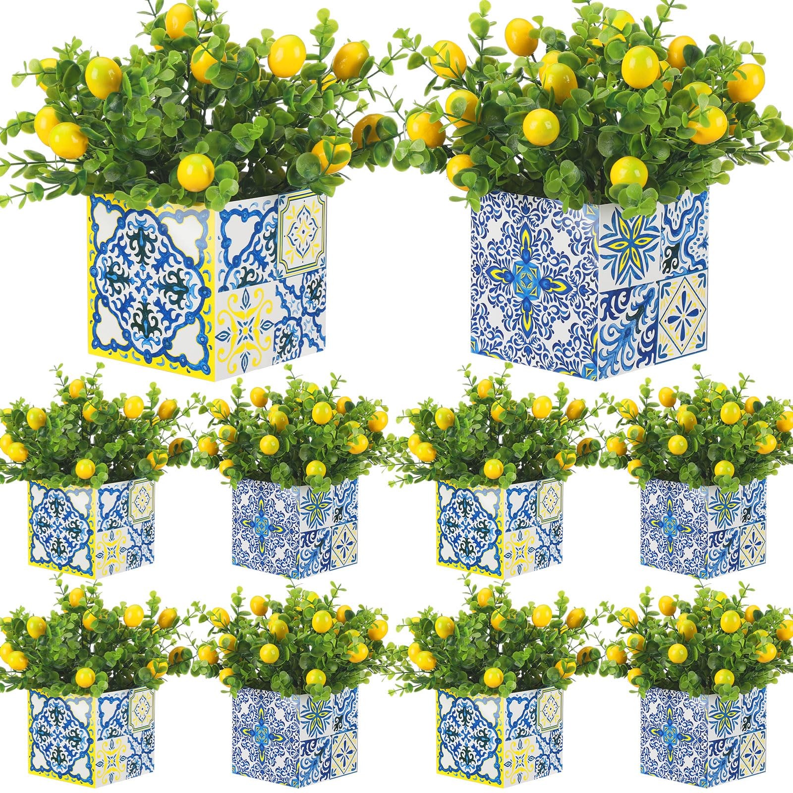 Giegxin Blue Tiles Lemon Table Centerpiece Decor Amalfi Coast Box Decorations…