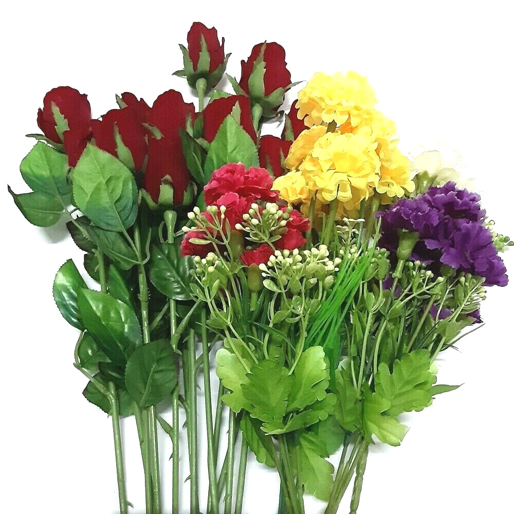 Artificial Red Roses& White Purple Yellow Red Flowers Nice Thai Floral Décor