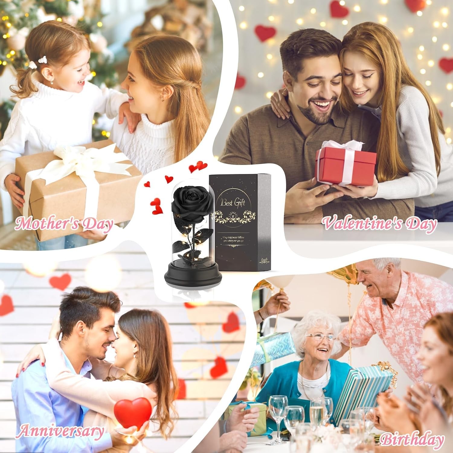 Unique Floral Gift – Light-Up Black Rose in Dome for Birthdays & Anniversaries