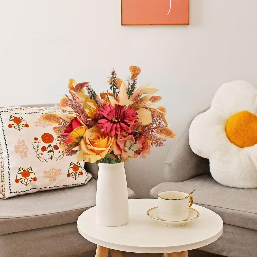 17.7 In. H Multicolor Artificial Fall Flowers Bouquet for Decor, Fake Silk Flowe