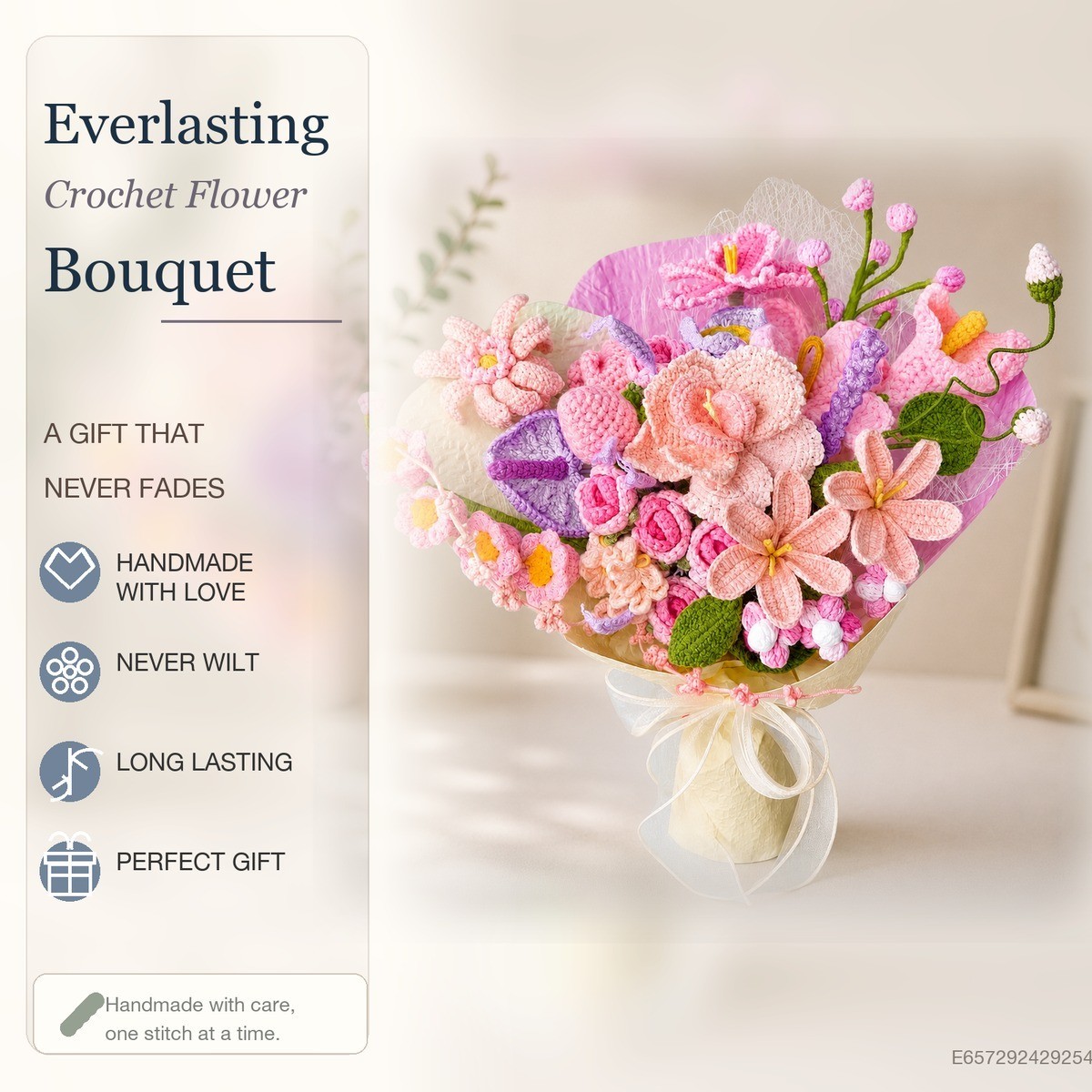 Large Blush Crochet Bouquet Wedding Centerpiece Anniversary Gift