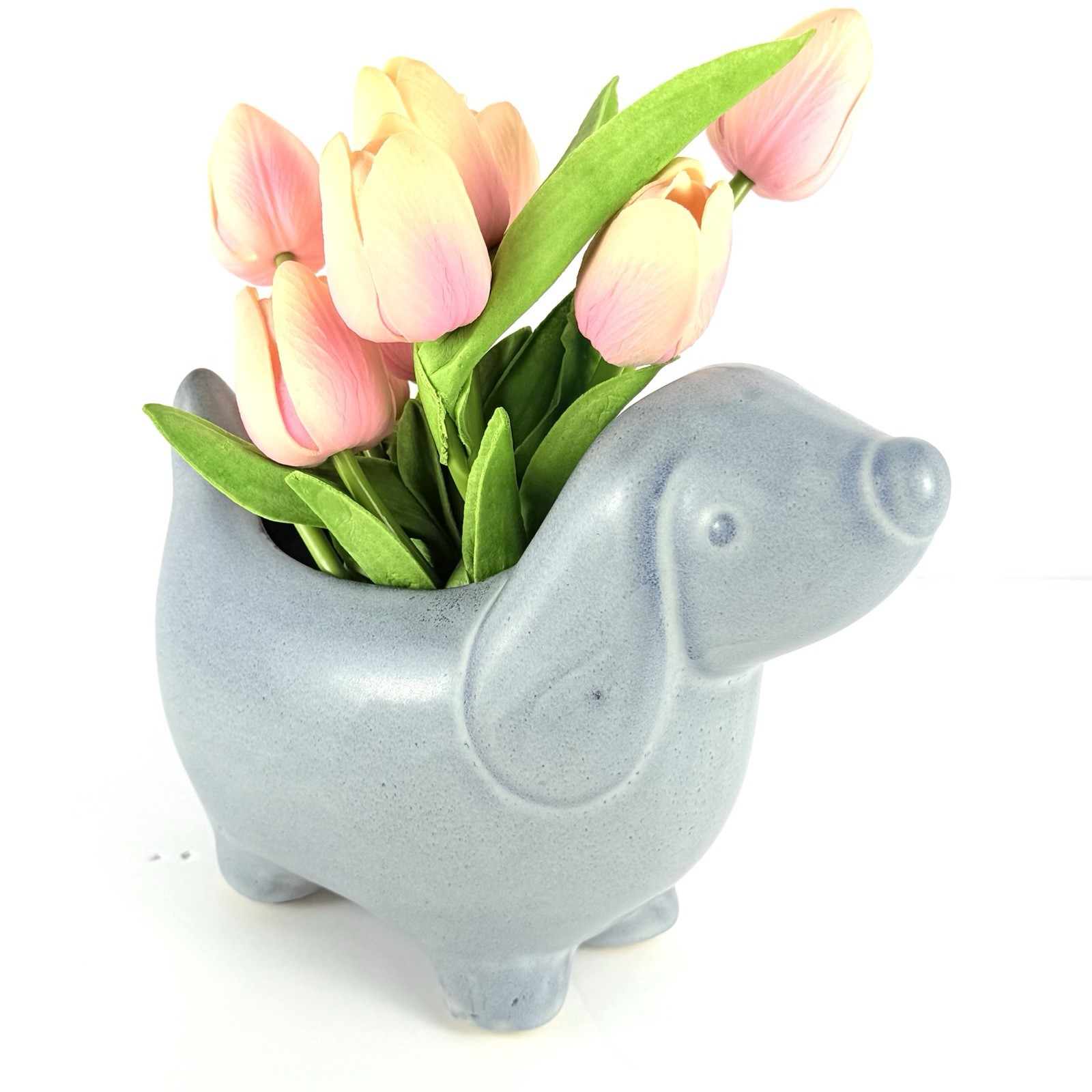 Gray Dog Ceramic Planter – Houseplant – Succulent Indoor Pot – Home Decor. MCM