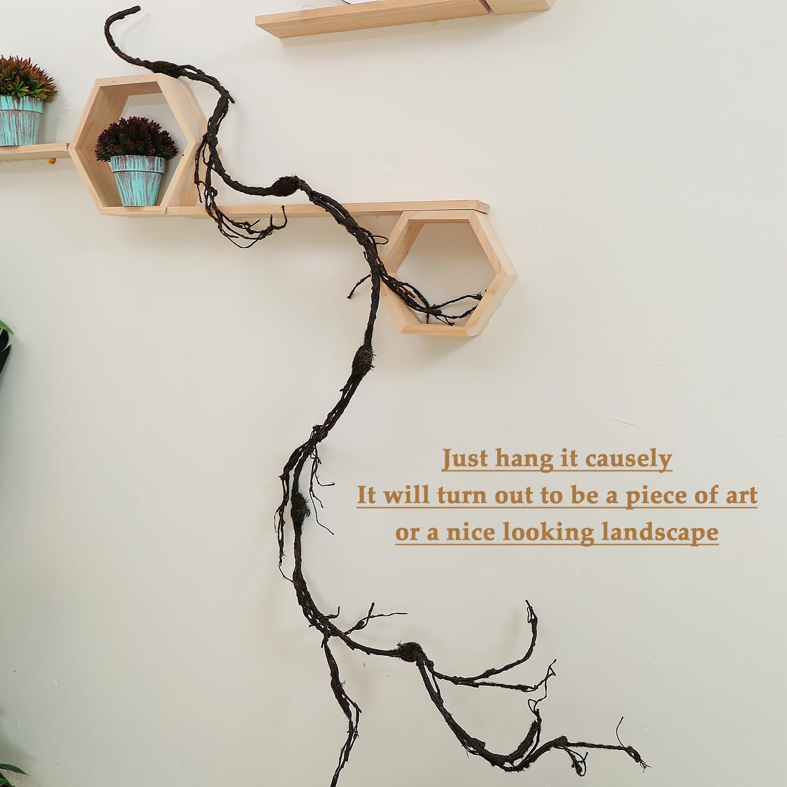 1Pcs 98.4inch Artificial Bendable Tree Branches Moss Plants Twigs Twisted Doo…