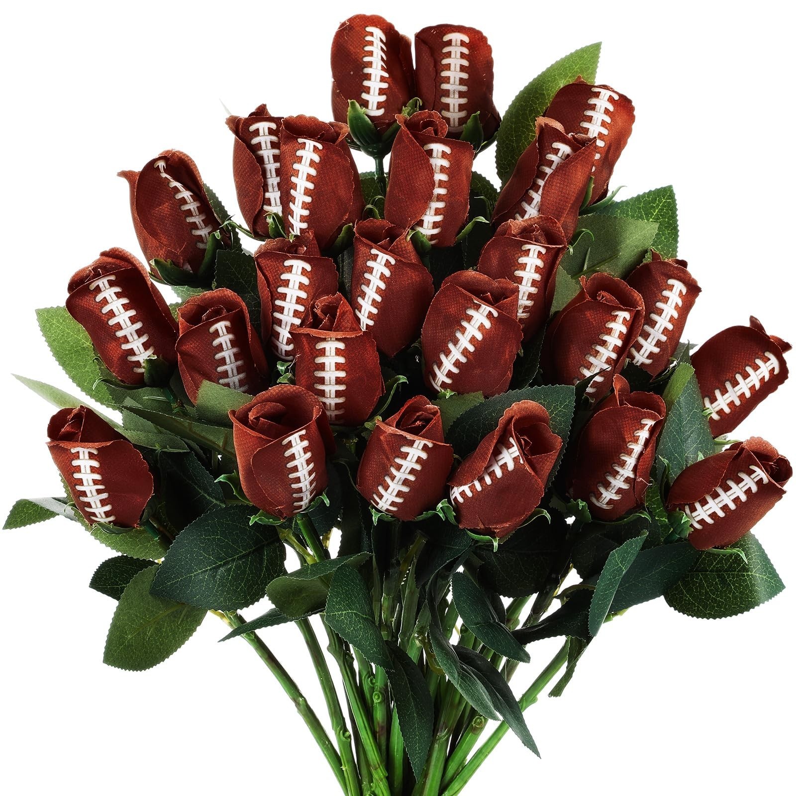24 Pcs Artificial Football Roses – Sports Party Favors, Table Centerpieces, Game