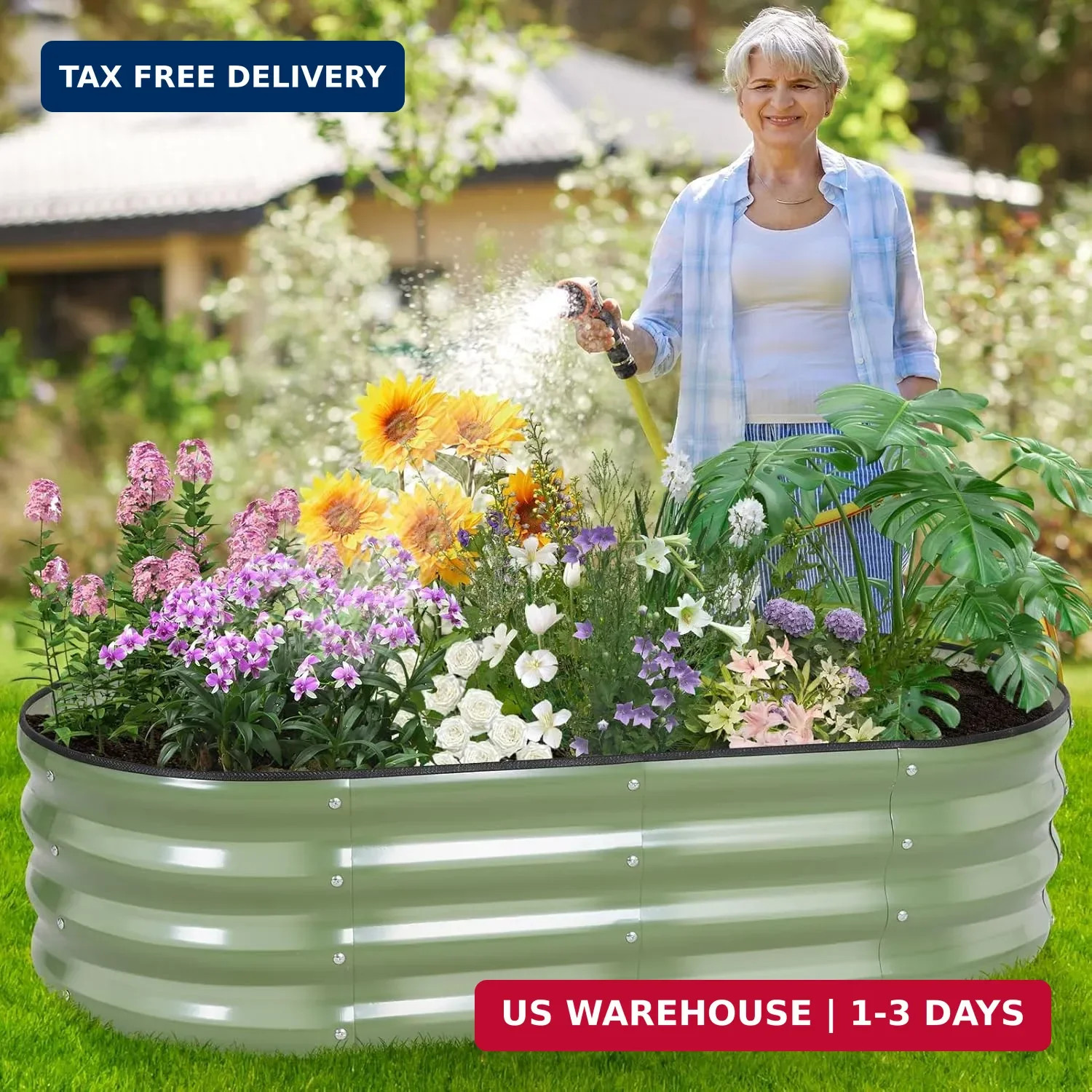 Galvanized Raised Garden Bed – 4×2×1ft (2 Packs) Planter Raised Beds for Gardeni