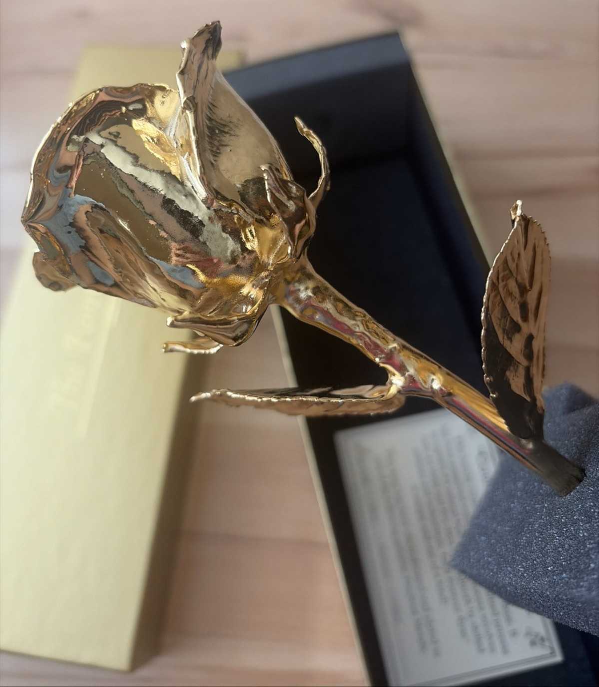 24k Gold Dipped Real Forever Rose with Gift Box & warranty Card Vintage NEW