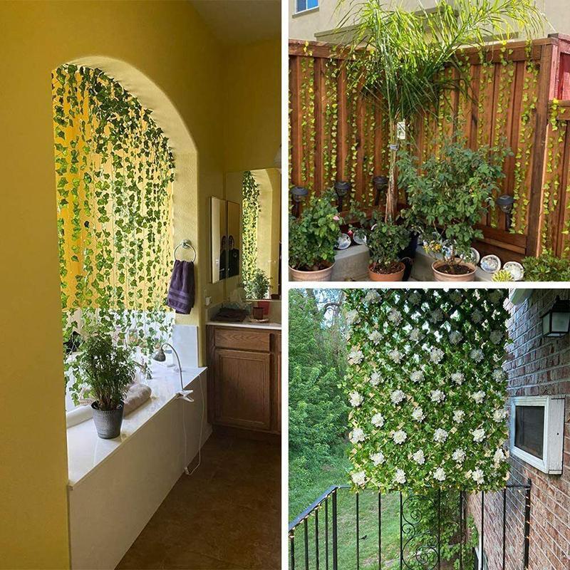 Fake Ivy Leaves Set of 12 Artificial Greenery vines for room wedding xmas decor