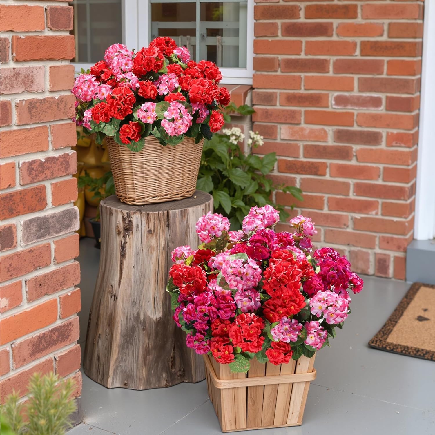 Low Maintenance Artificial Geraniums – 6 Bundles in Stunning Red, Pink & Fuchsia
