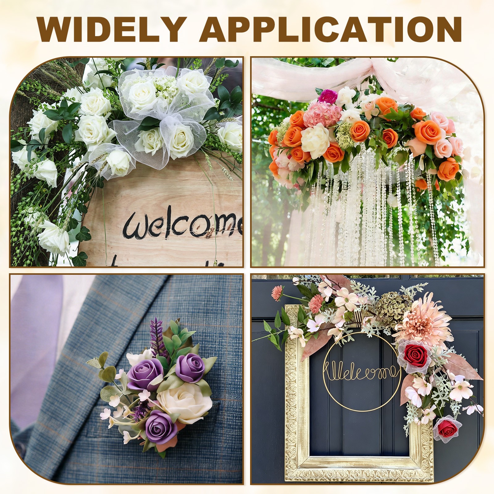 288 Pcs Mini Artificial Rose Flower Heads and Stem, Yellow