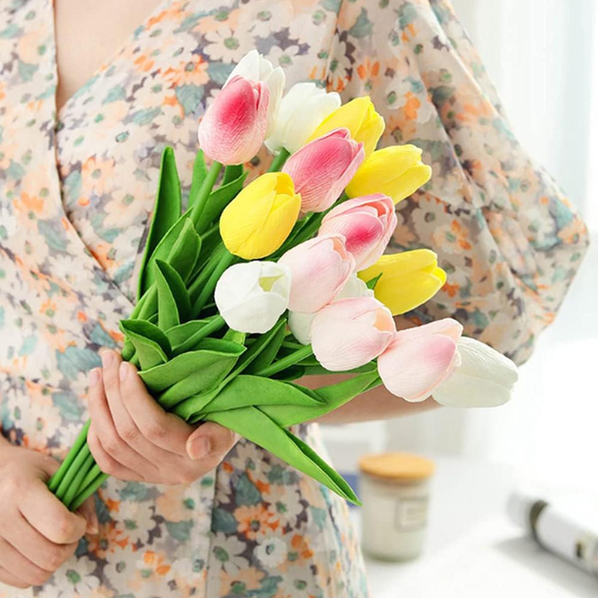10pcs Artificial Flower Realistic Touch Tulip Scrapbooking Vase Home Decor Weddi