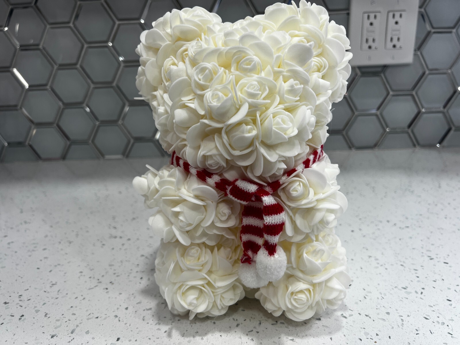 Artificial Flower Eternal White Rose Teddy Bear