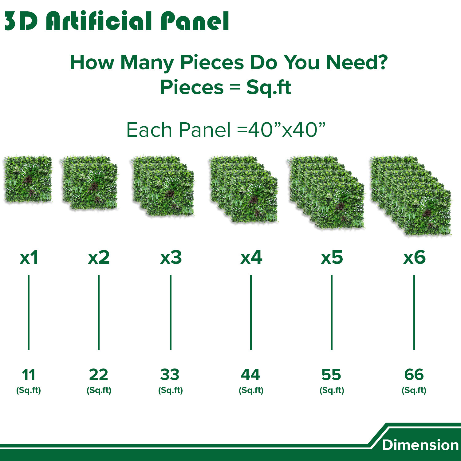 40″ Artificial Grass Mats 3D Mixed Plant Wall Ledge Decor For Home Festival #5
