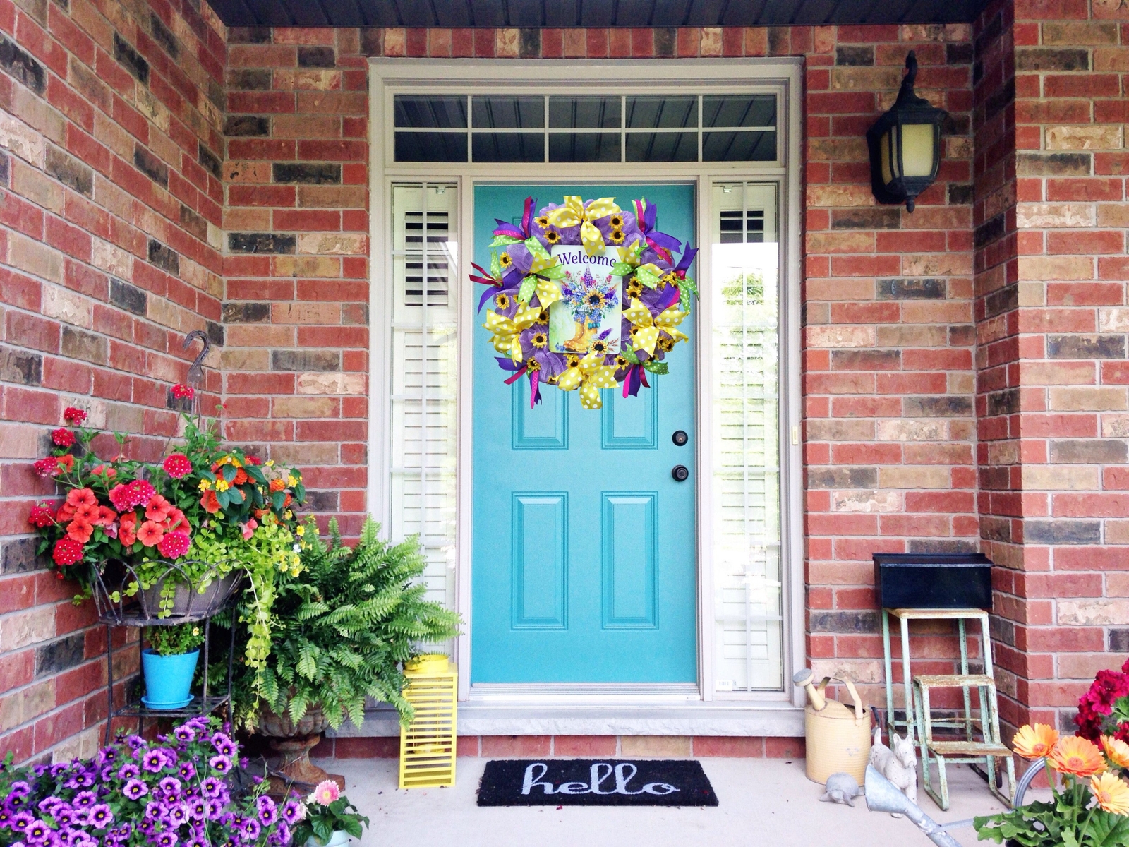 Spring Lavender Purple Pink Green Bright Colorful Mesh Wreath