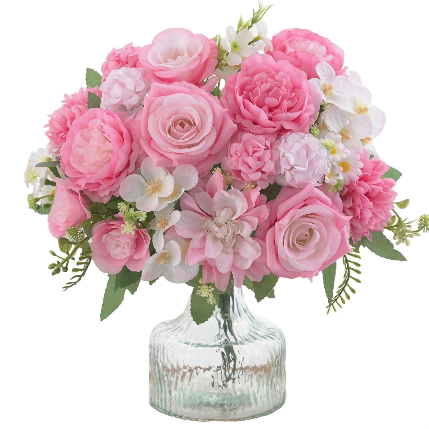 4 Pcs Mixed Artificial Flowers Small Peony Bouquet Fake Rose Silk Floral