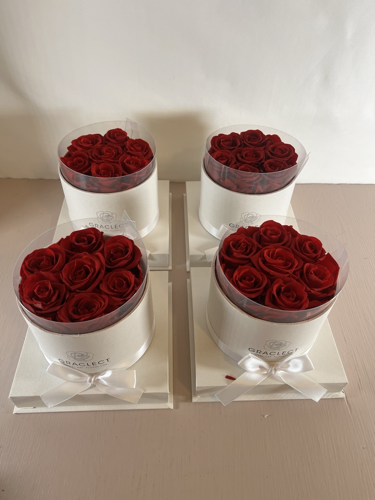Set of 4 GRACLECT Real Preserved Forever Rose Gift Boxes