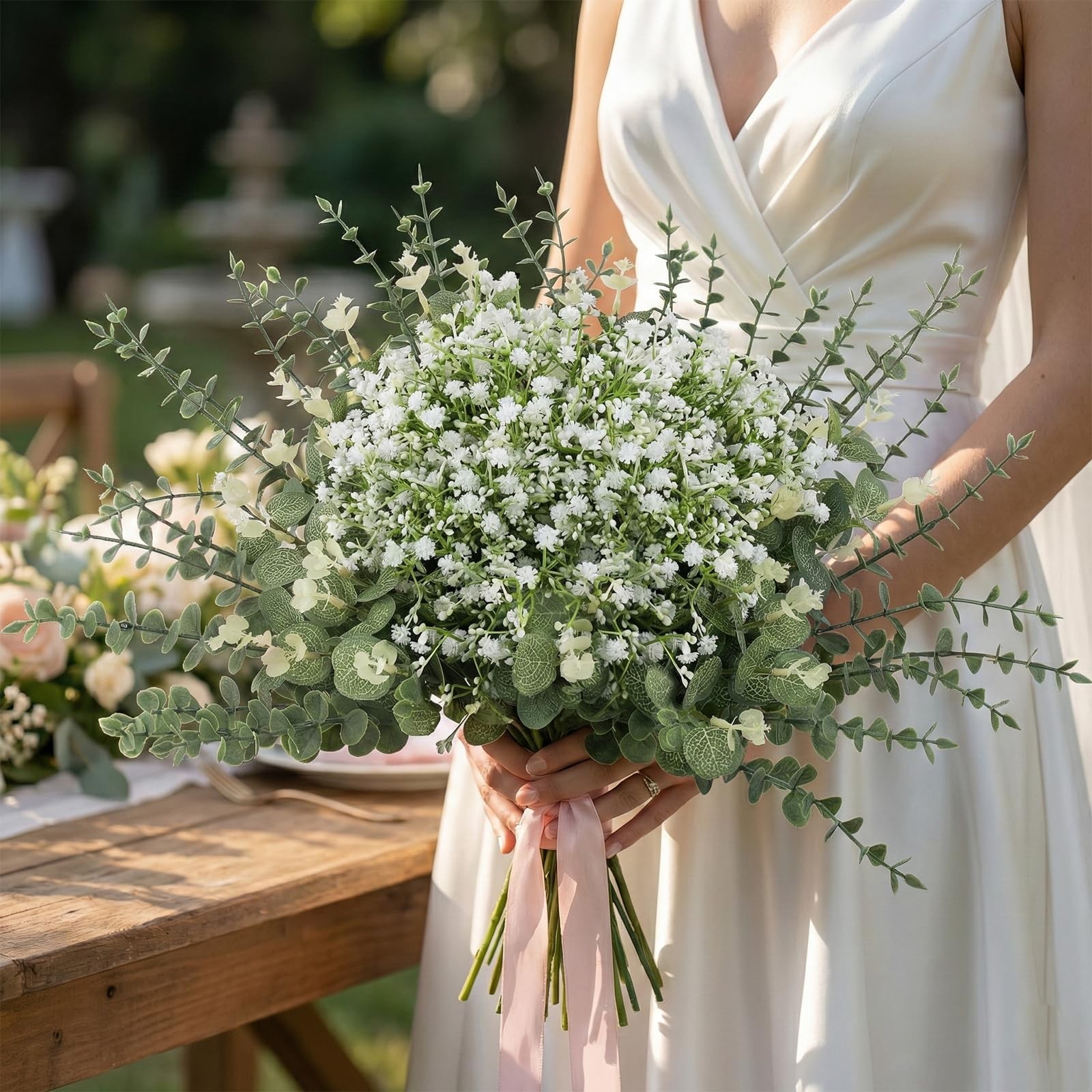 100 Pcs Mixed Greenery Artificial Eucalyptus Stems, Baby Breath Artificial Fl…