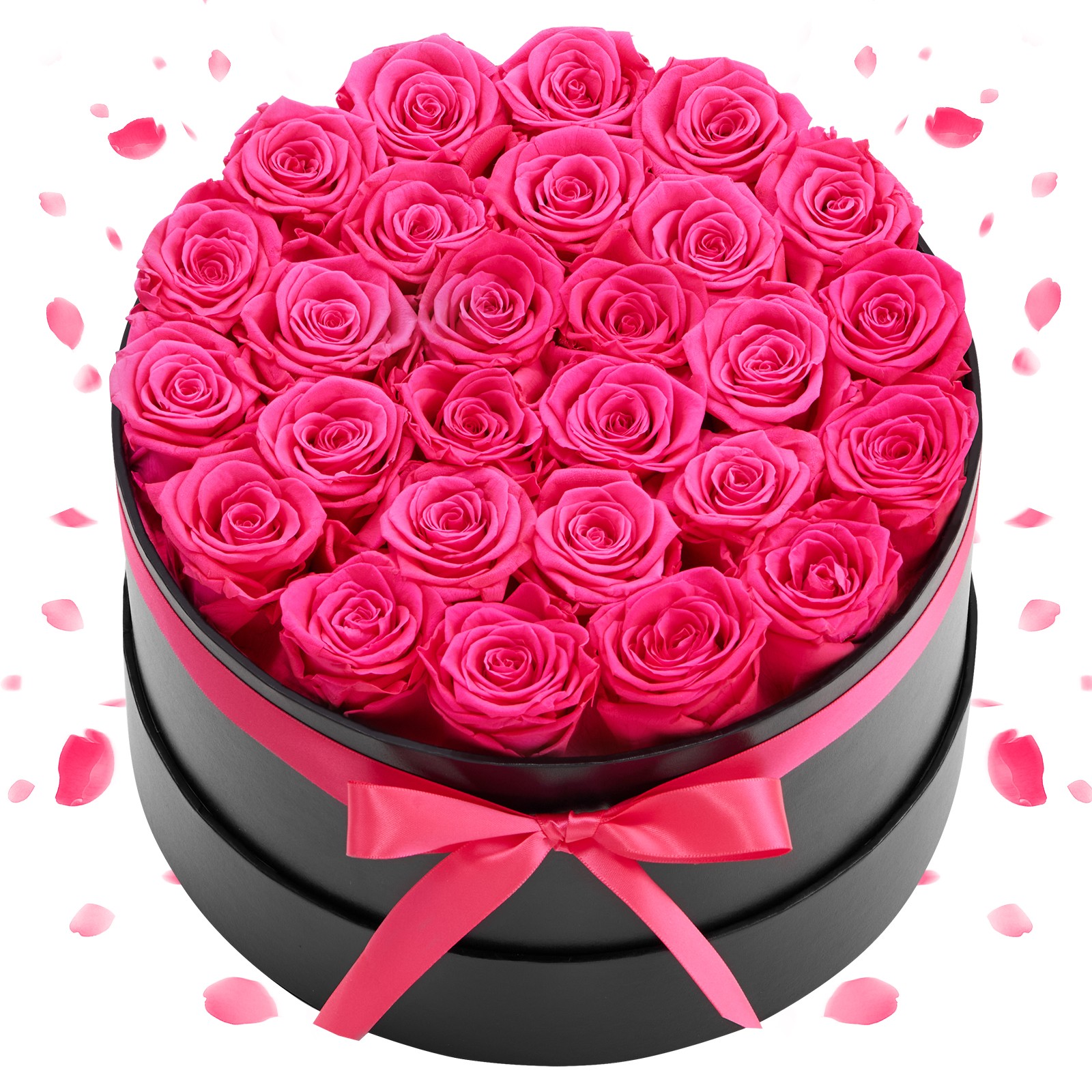 VEVOR Forever Flowers 27 Preserved Roses Round Box Eternal Bouquet Rose Red