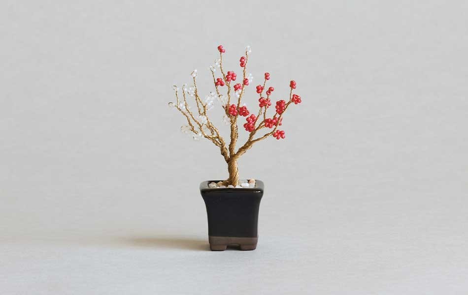 Zen Bonsai PLUM Wire Art Kit Japanese DIY Beaded Tree Home Decor Gift NEW JAPAN