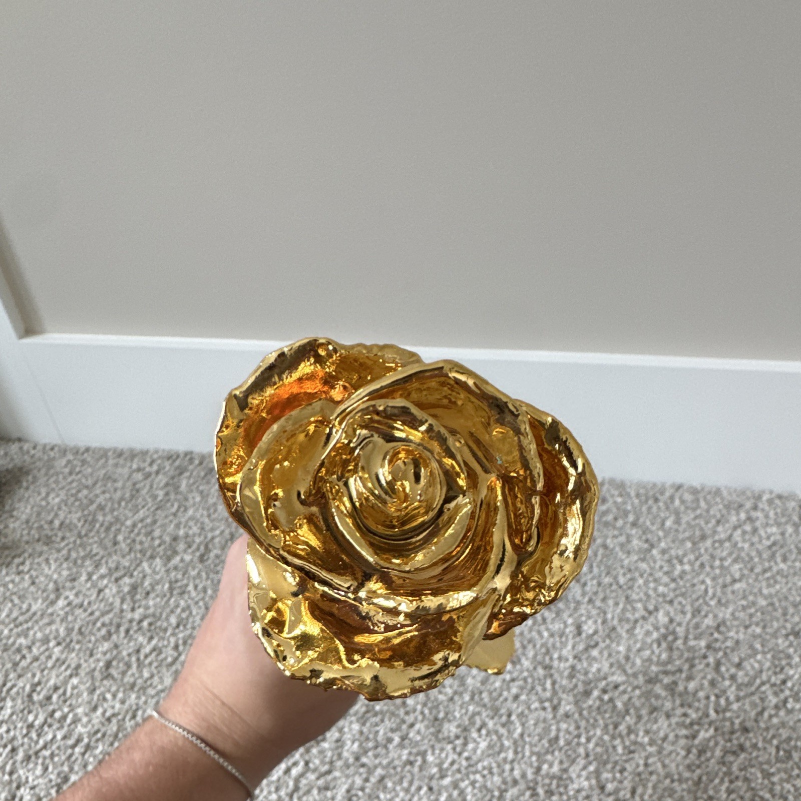 Gold Metal Artificial Rose Flower Stem – Individual Floral Decor