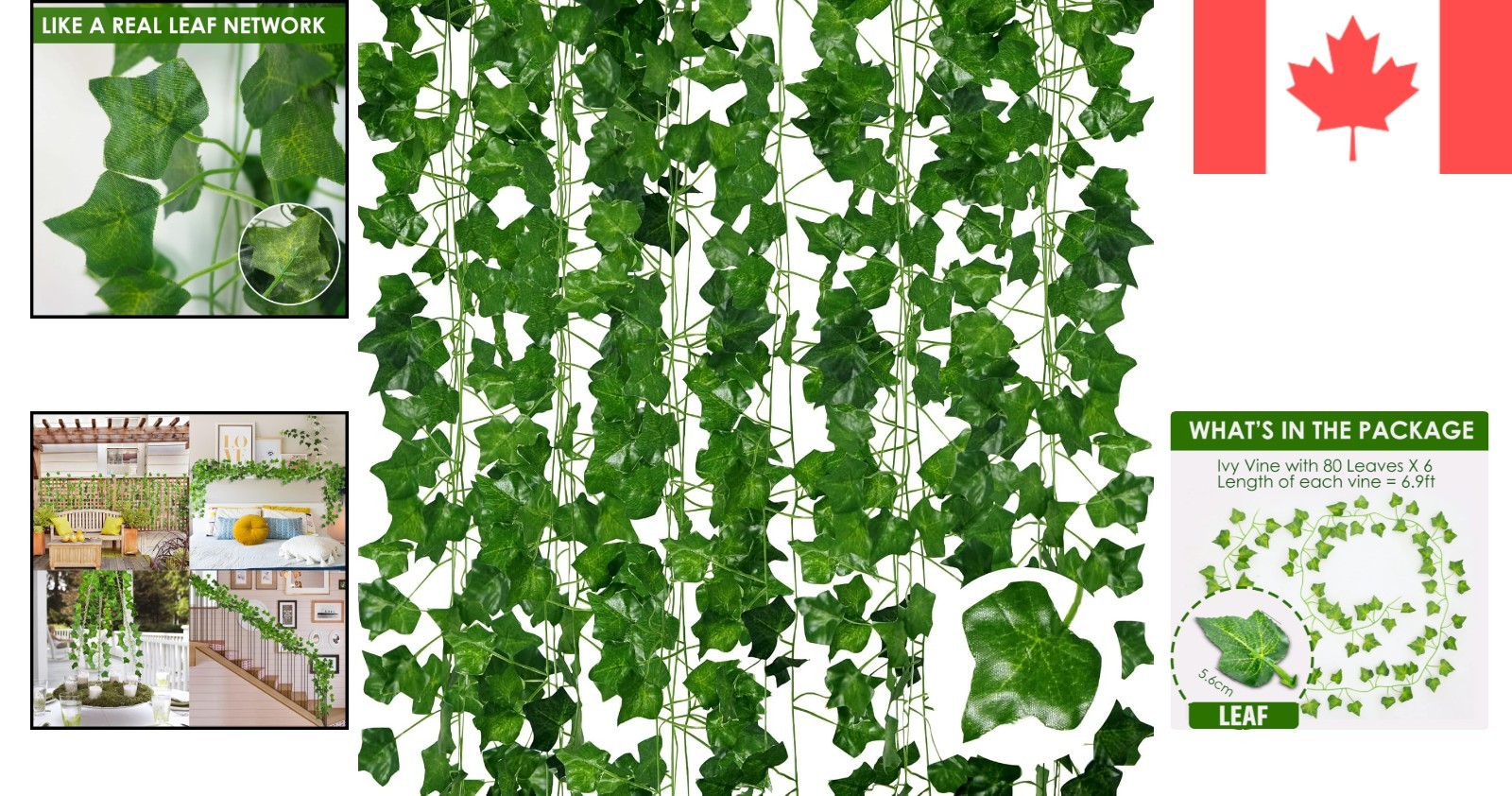 Versatile 210cm Artificial Ivy Garland – 6 Pack for Home, Garden, and Events