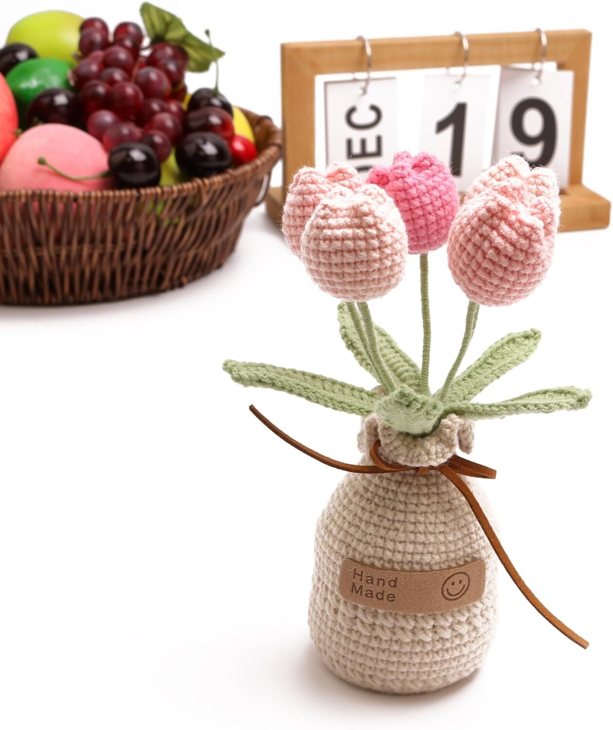 Crochet Woven Tulips with Wool,Simulation Plant Crochet Hand-Woven Flowers