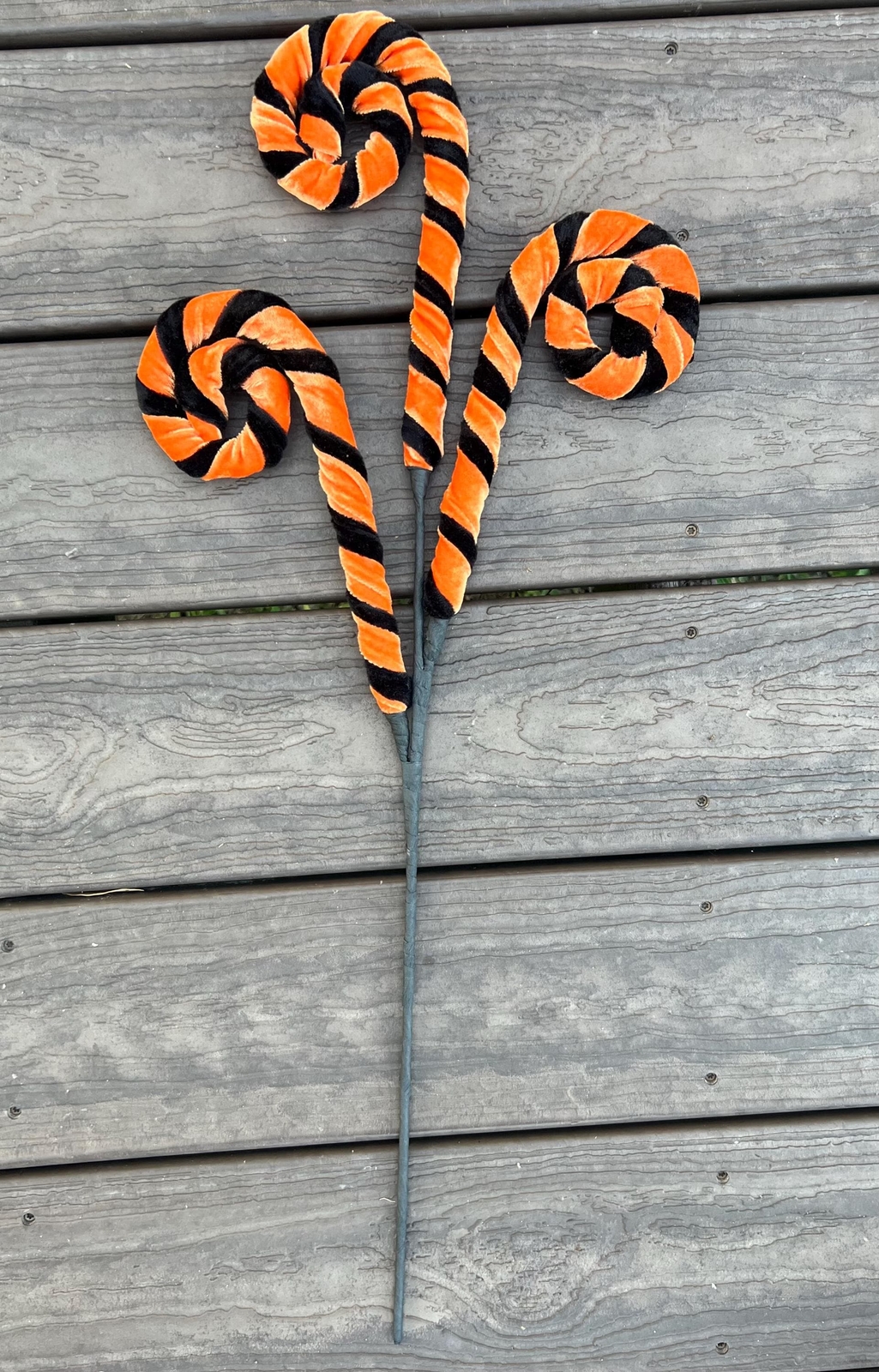 28″ Velvet Whimsy Curl Spray Black and Orange Fall Halloween Trim a Tree DIY