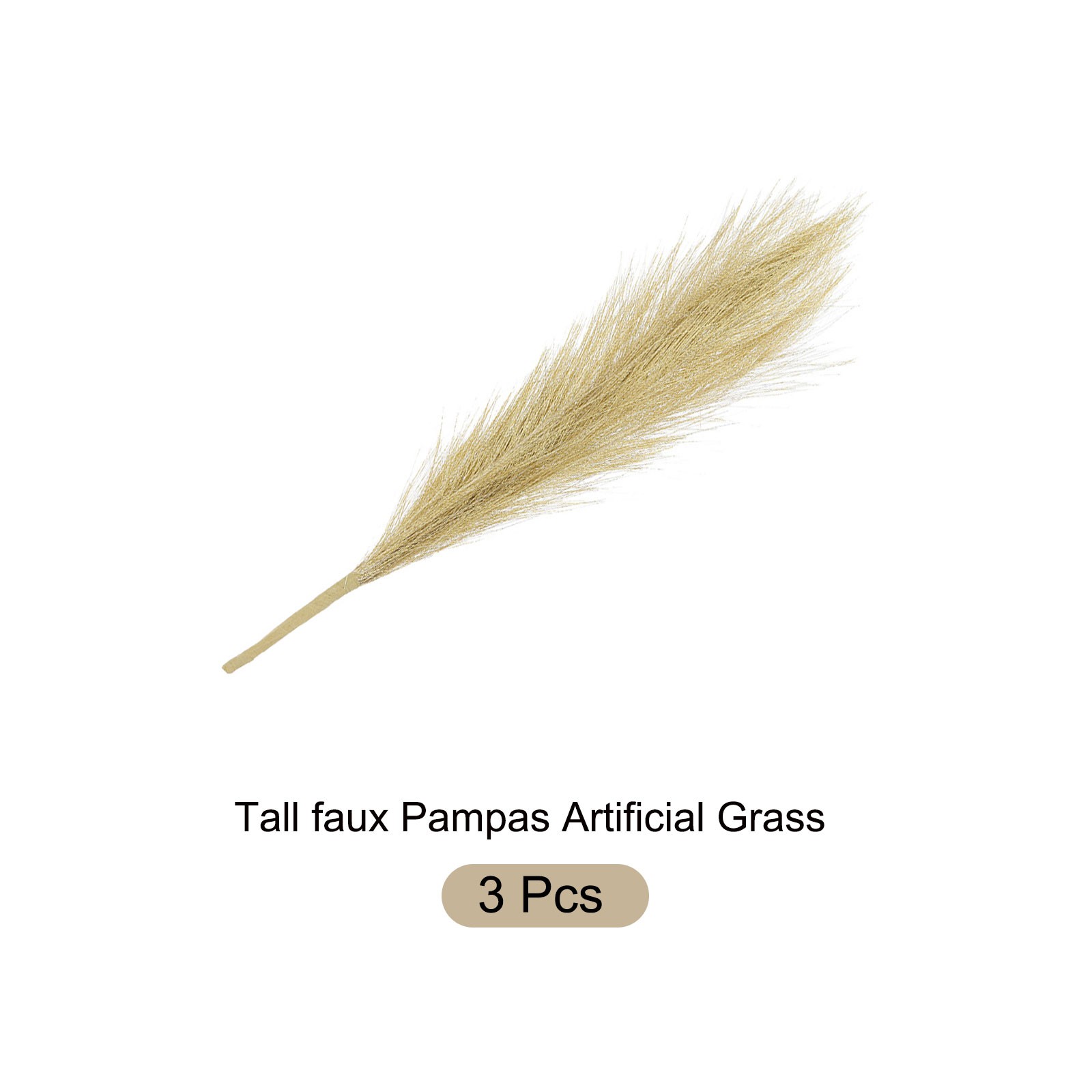 Faux Pampas Grass Fake Pampas Grass Decor, 17.7″/45cm / Golden / 3 Pcs