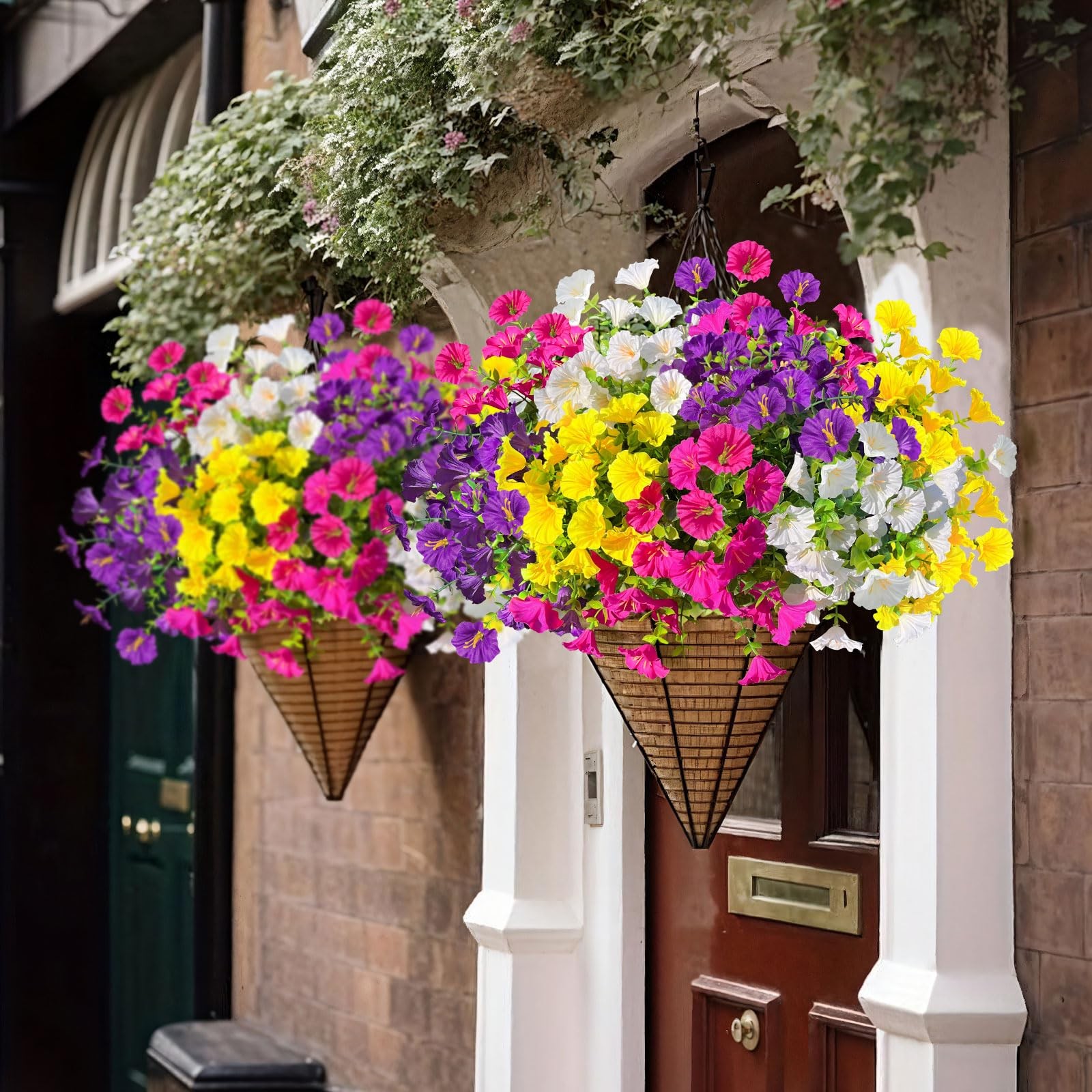 18 Bundles Artificial Faux Flowers Plants for Outdoors Decor-4 Colors